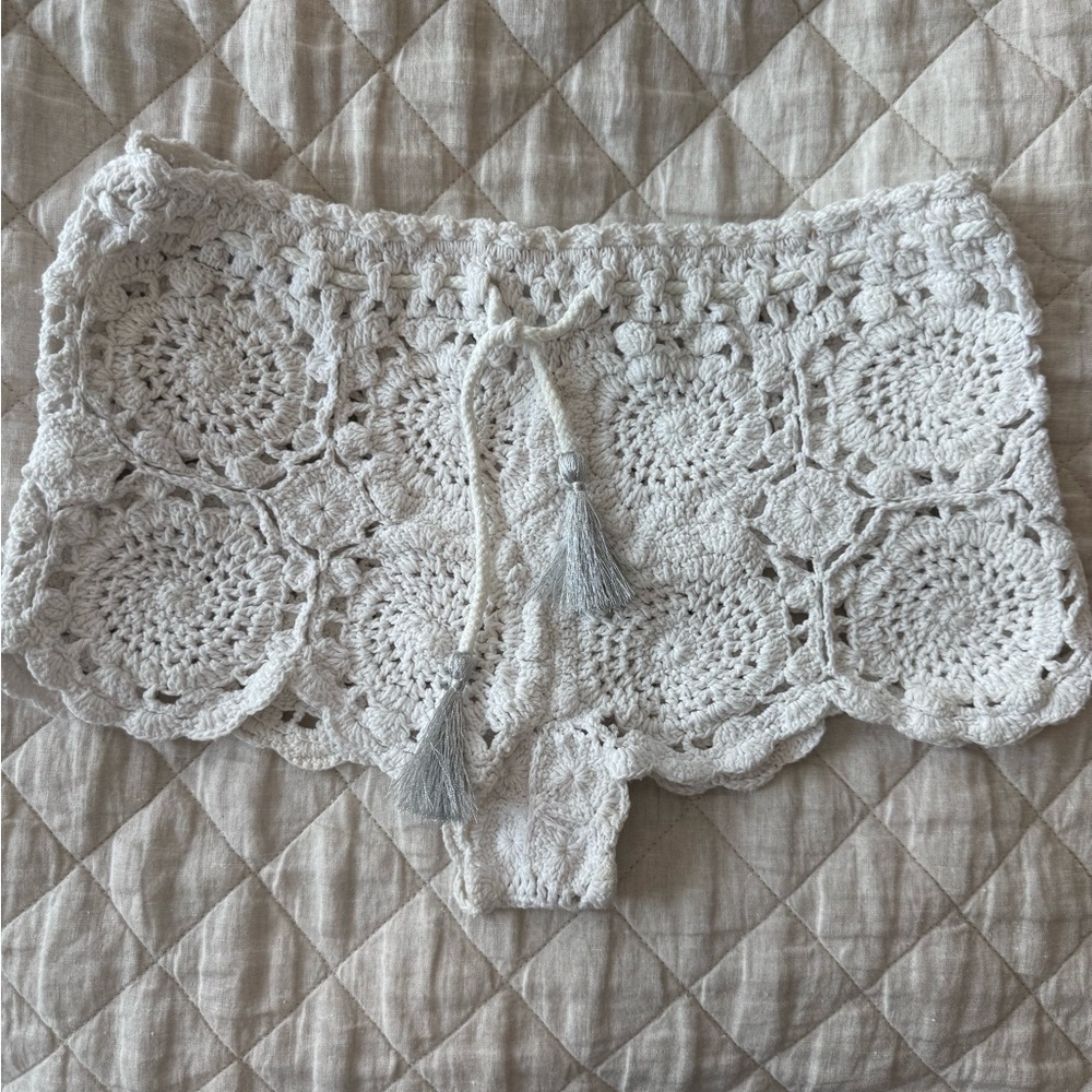 Poupette St Barth White Crochet Boxer Short